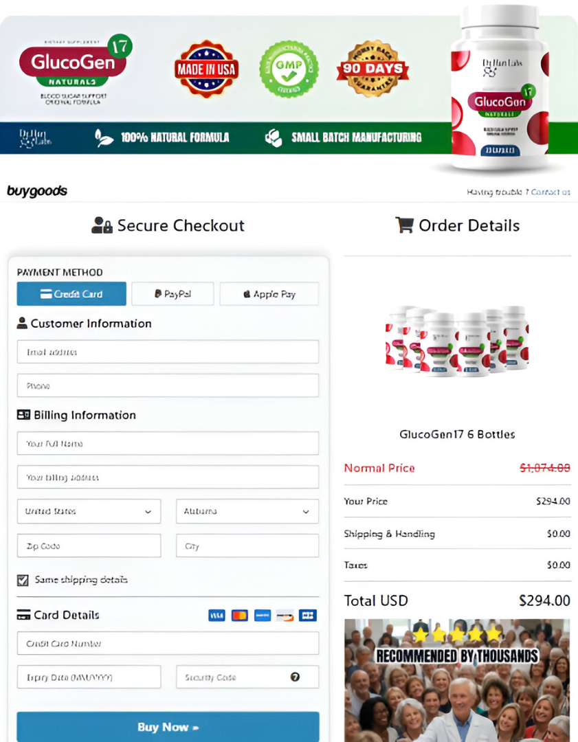 GlucoGen17 Order Page